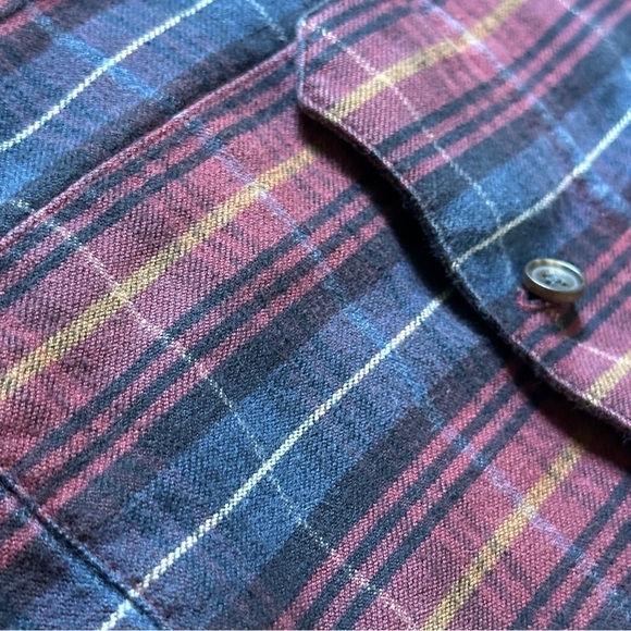 Vince Men’s Med Multicolor Plaid Brushed Flannel 2 Pocket Button Down Shirt - Picture 4 of 6